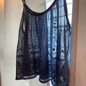 Transparent Blue Staple Piece Crop Tank Top